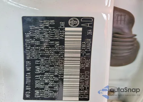 2015 Toyota Corolla L from USA, damaged, VIN 2T1BURHE5FC476910